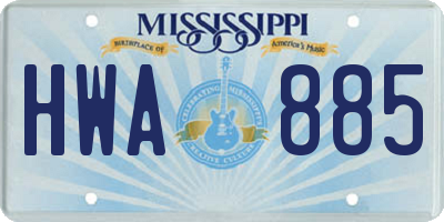 MS license plate HWA885