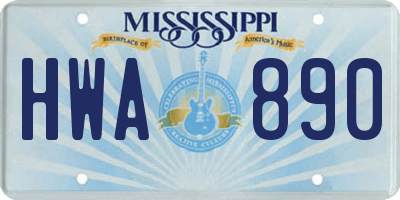 MS license plate HWA890