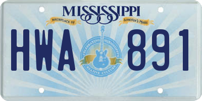 MS license plate HWA891