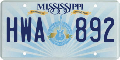 MS license plate HWA892
