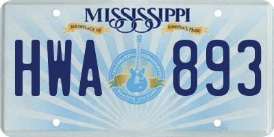 MS license plate HWA893