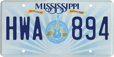 MS license plate HWA894