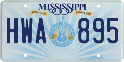 MS license plate HWA895