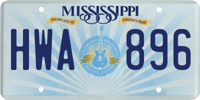MS license plate HWA896