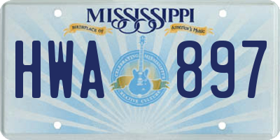 MS license plate HWA897