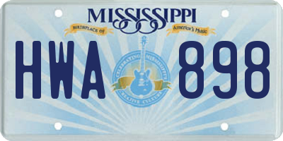 MS license plate HWA898