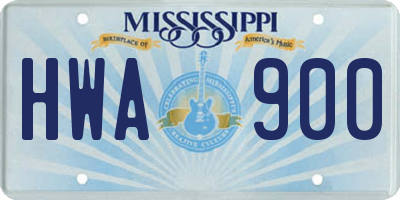 MS license plate HWA900