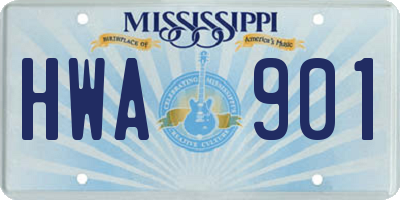 MS license plate HWA901