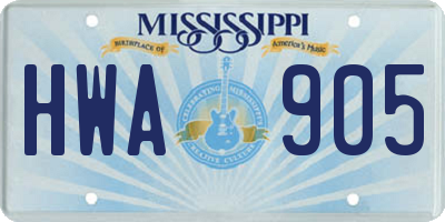 MS license plate HWA905