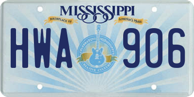 MS license plate HWA906