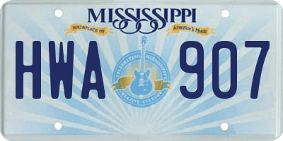 MS license plate HWA907