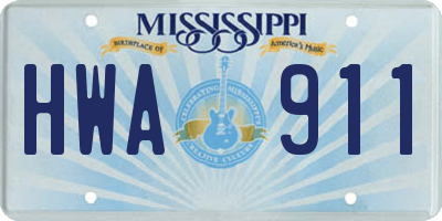 MS license plate HWA911