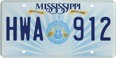 MS license plate HWA912