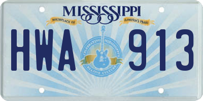 MS license plate HWA913