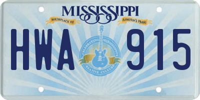MS license plate HWA915