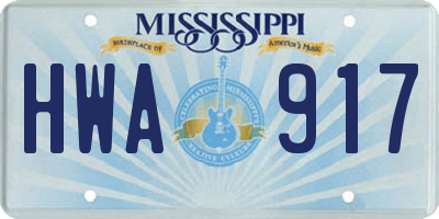 MS license plate HWA917
