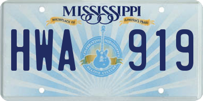 MS license plate HWA919