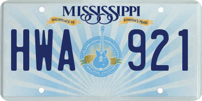 MS license plate HWA921