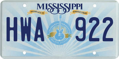 MS license plate HWA922