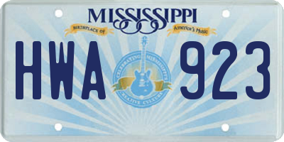 MS license plate HWA923
