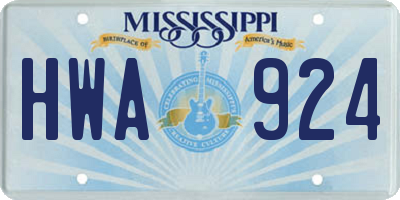 MS license plate HWA924