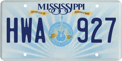MS license plate HWA927
