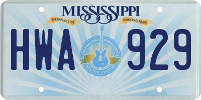 MS license plate HWA929
