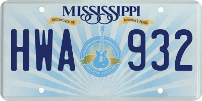 MS license plate HWA932