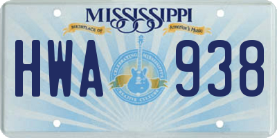 MS license plate HWA938