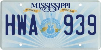 MS license plate HWA939