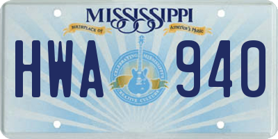 MS license plate HWA940