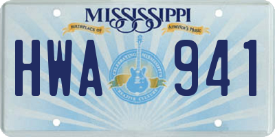 MS license plate HWA941
