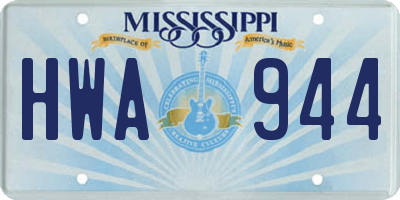 MS license plate HWA944