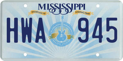 MS license plate HWA945