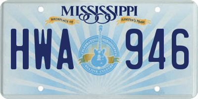 MS license plate HWA946