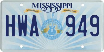 MS license plate HWA949