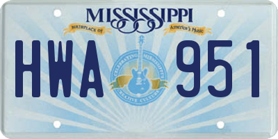 MS license plate HWA951