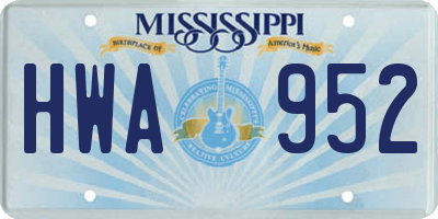 MS license plate HWA952
