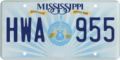 MS license plate HWA955