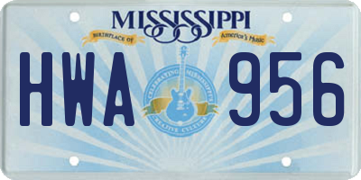 MS license plate HWA956