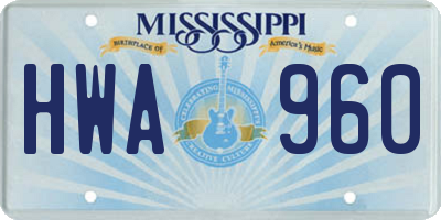 MS license plate HWA960