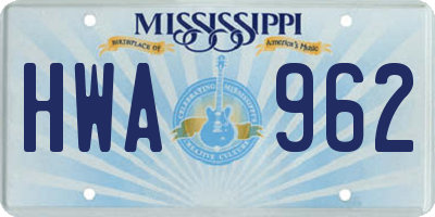 MS license plate HWA962