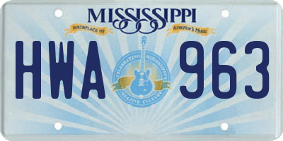 MS license plate HWA963