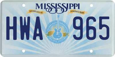 MS license plate HWA965