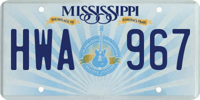 MS license plate HWA967