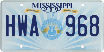 MS license plate HWA968