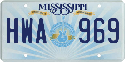 MS license plate HWA969