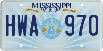 MS license plate HWA970