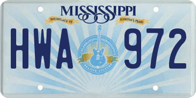 MS license plate HWA972