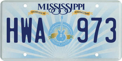 MS license plate HWA973